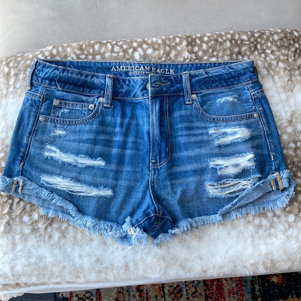 AE distressed denim shorts